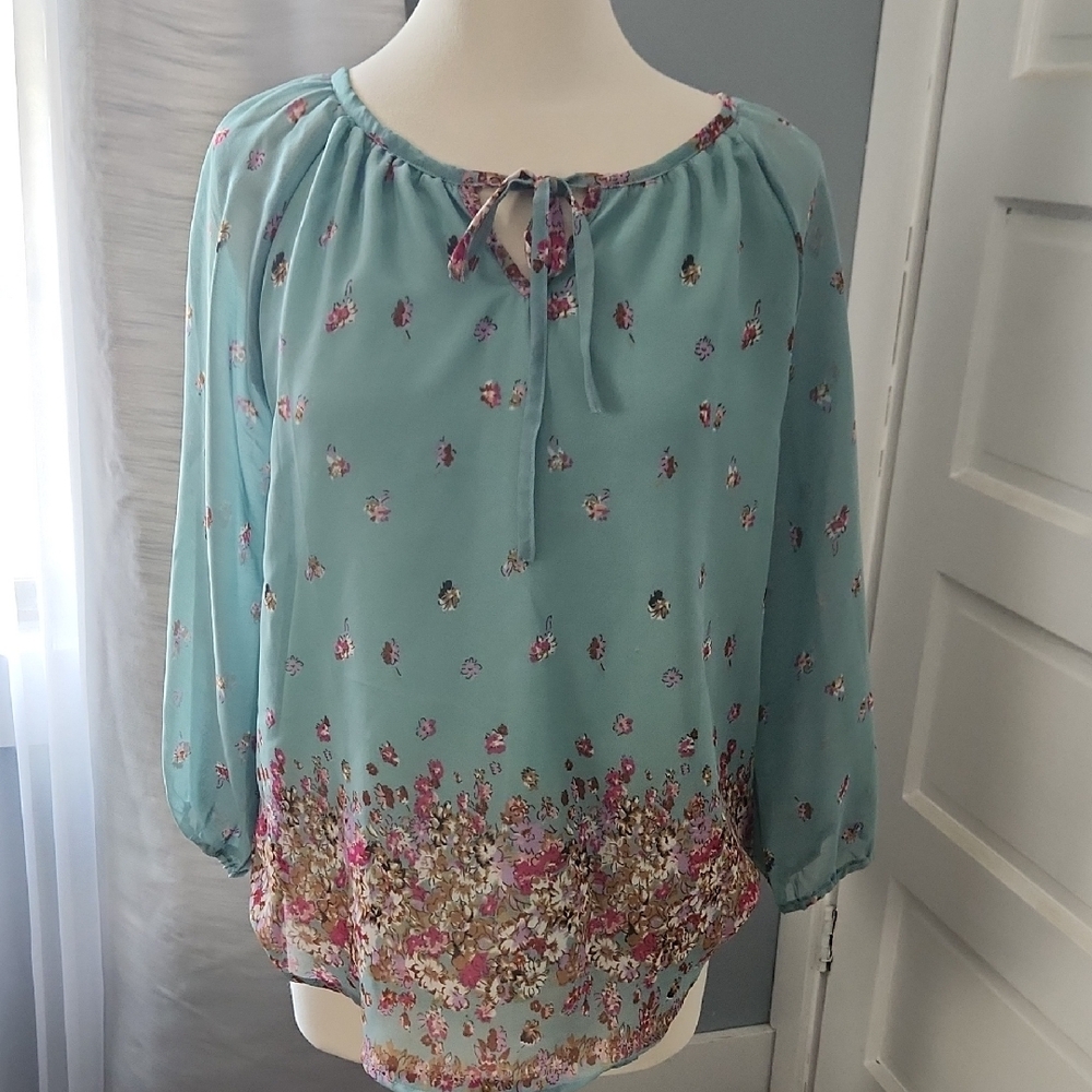 Floral Teal Blouse
